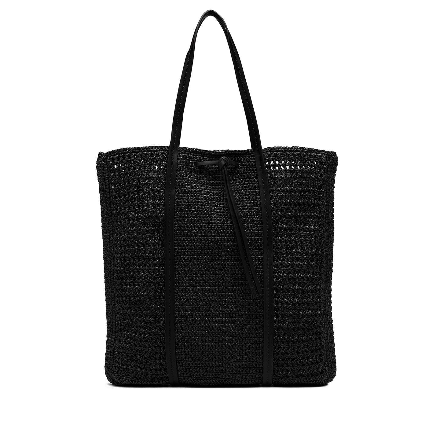 Gianni Chiarini shopper in tessuto uncinetto nero impreziosita da dettagli in pelle