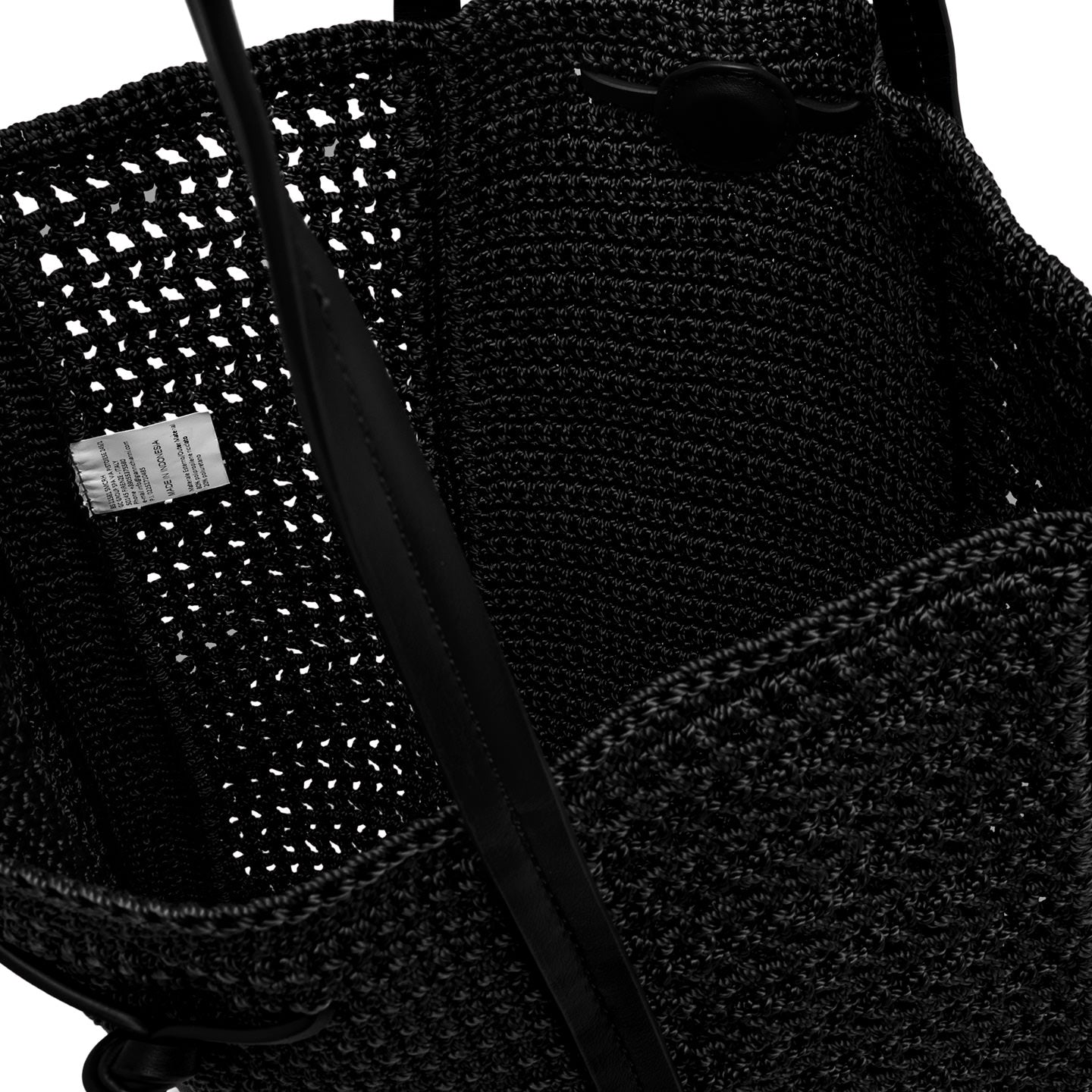 Gianni Chiarini shopper in tessuto uncinetto nero impreziosita da dettagli in pelle
