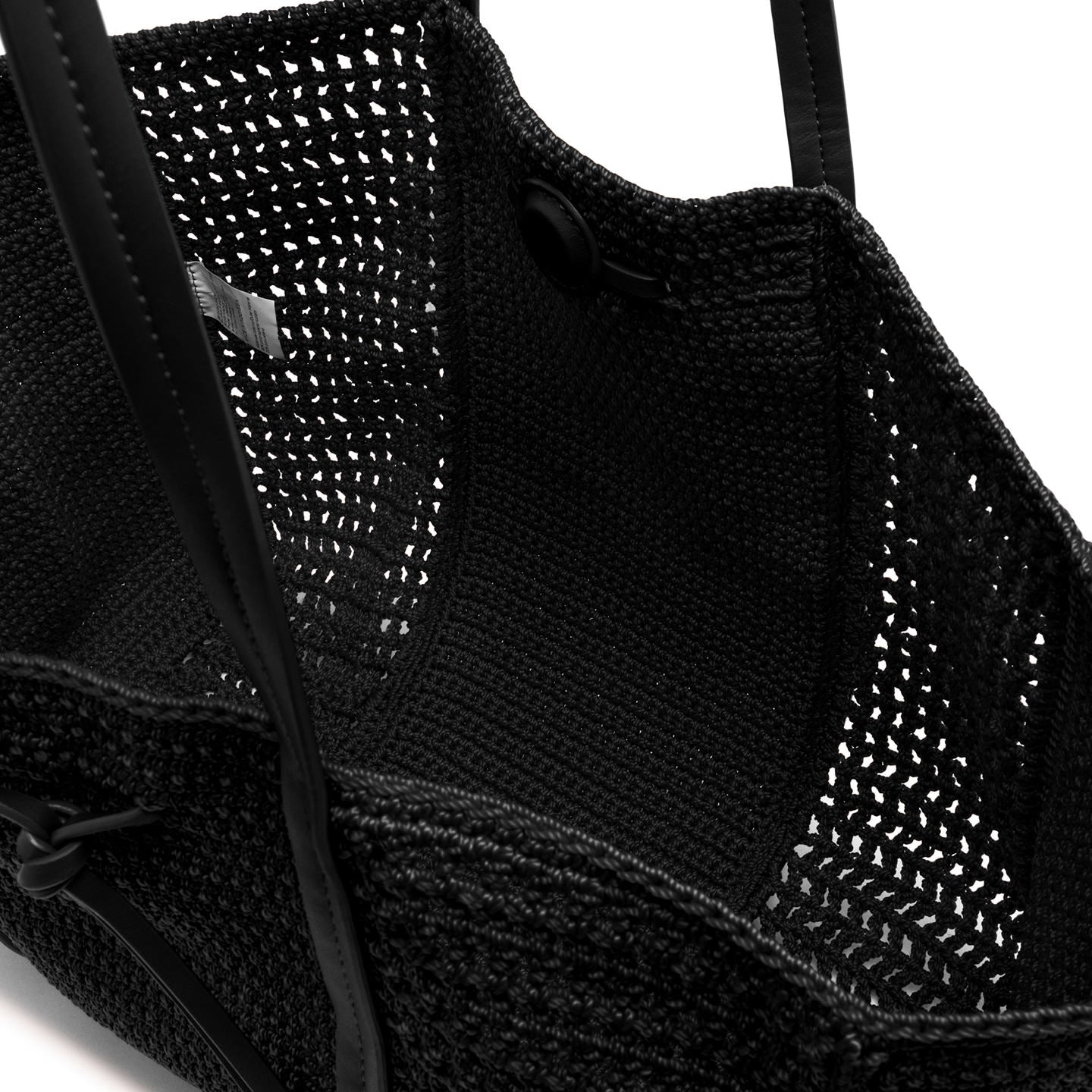Gianni Chiarini shopper maxi in tessuto uncinetto nero con dettagli in pelle