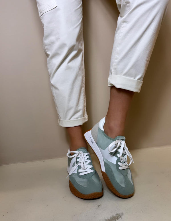 Kehnoo Sneakers donna in tela verde menta con logo bianco