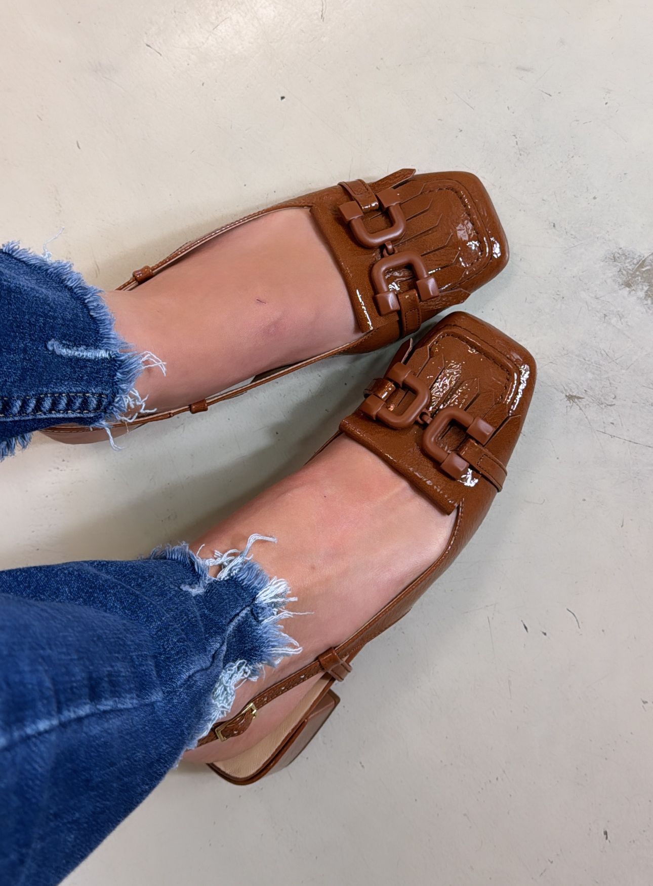 Bottega Lotti Slingback donna in naplak cuoio con frangia