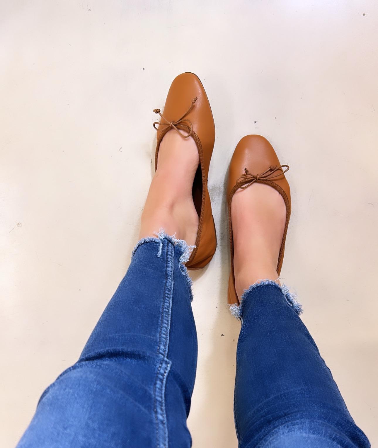 Ovyé Ballerina donna in pelle nappata color cuoio