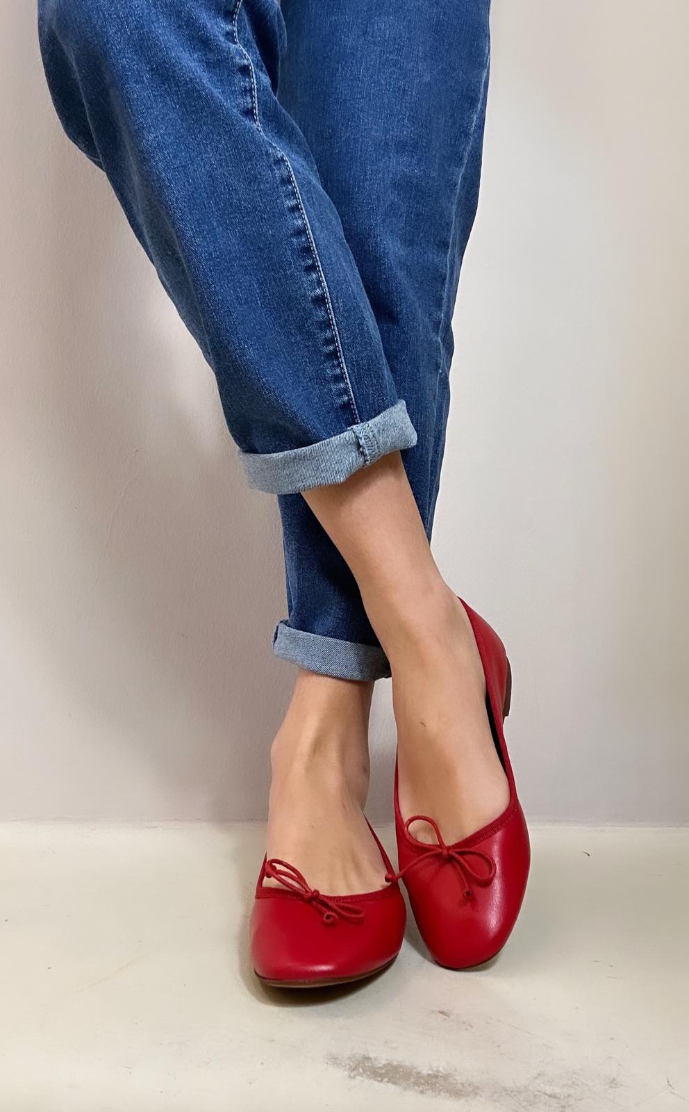 Ovyé Ballerina donna in pelle nappata color rosso