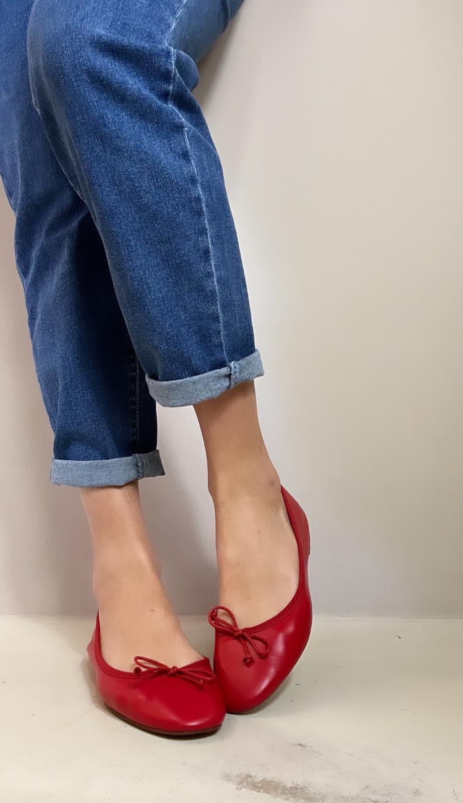 Ovyé Ballerina donna in pelle nappata color rosso