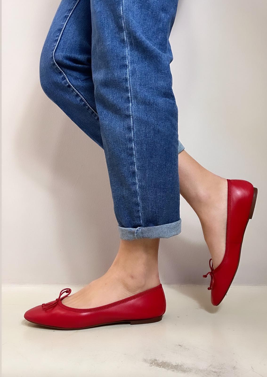 Ovyé Ballerina donna in pelle nappata color rosso