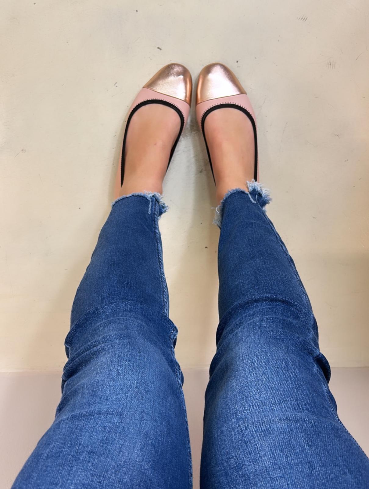 Shaddy Ballerina donna in pelle bicolore blush e rose gold