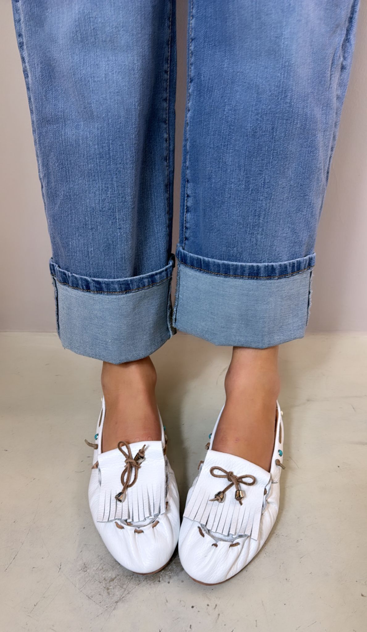 Divine Follie Mocassino indianino in pelle bianca