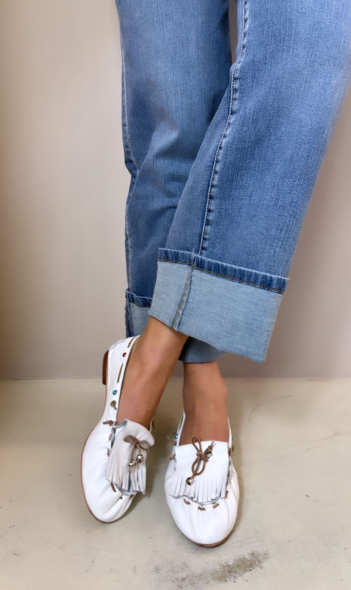 Divine Follie Mocassino indianino in pelle bianca