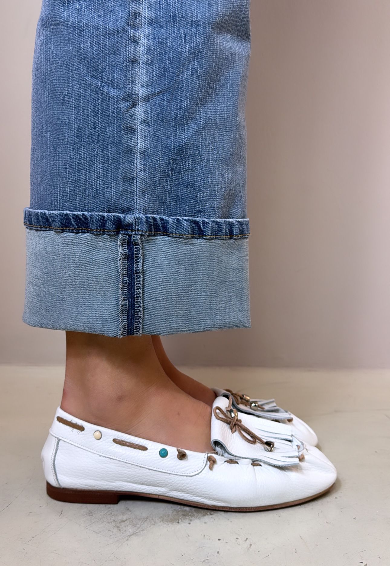 Divine Follie Mocassino indianino in pelle bianca