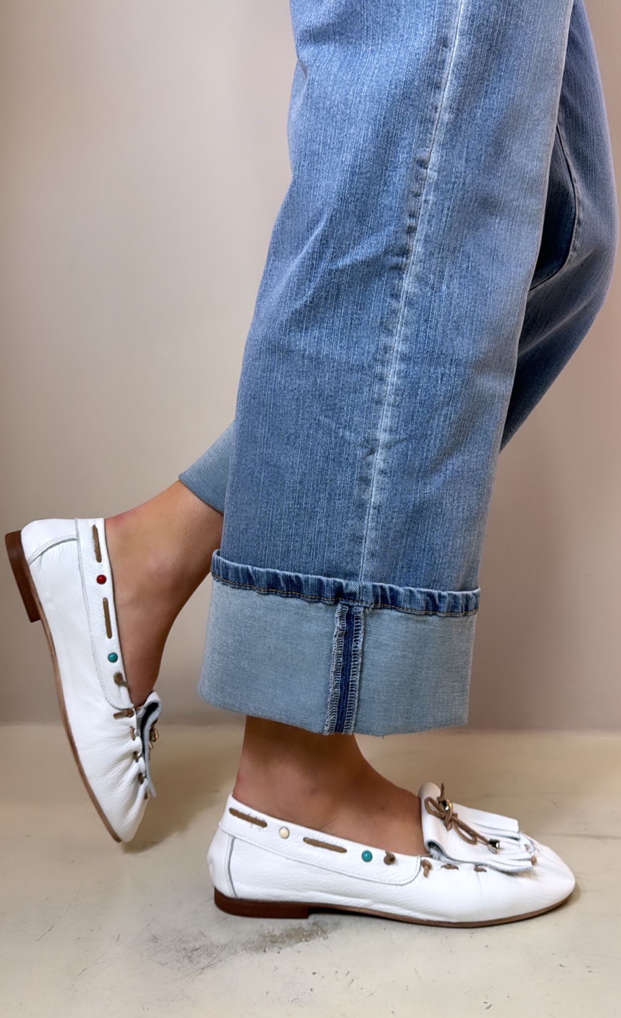 Divine Follie Mocassino indianino in pelle bianca