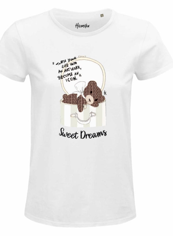 Hiconika T-shirt donna Sweet dreams Orsetto bianca