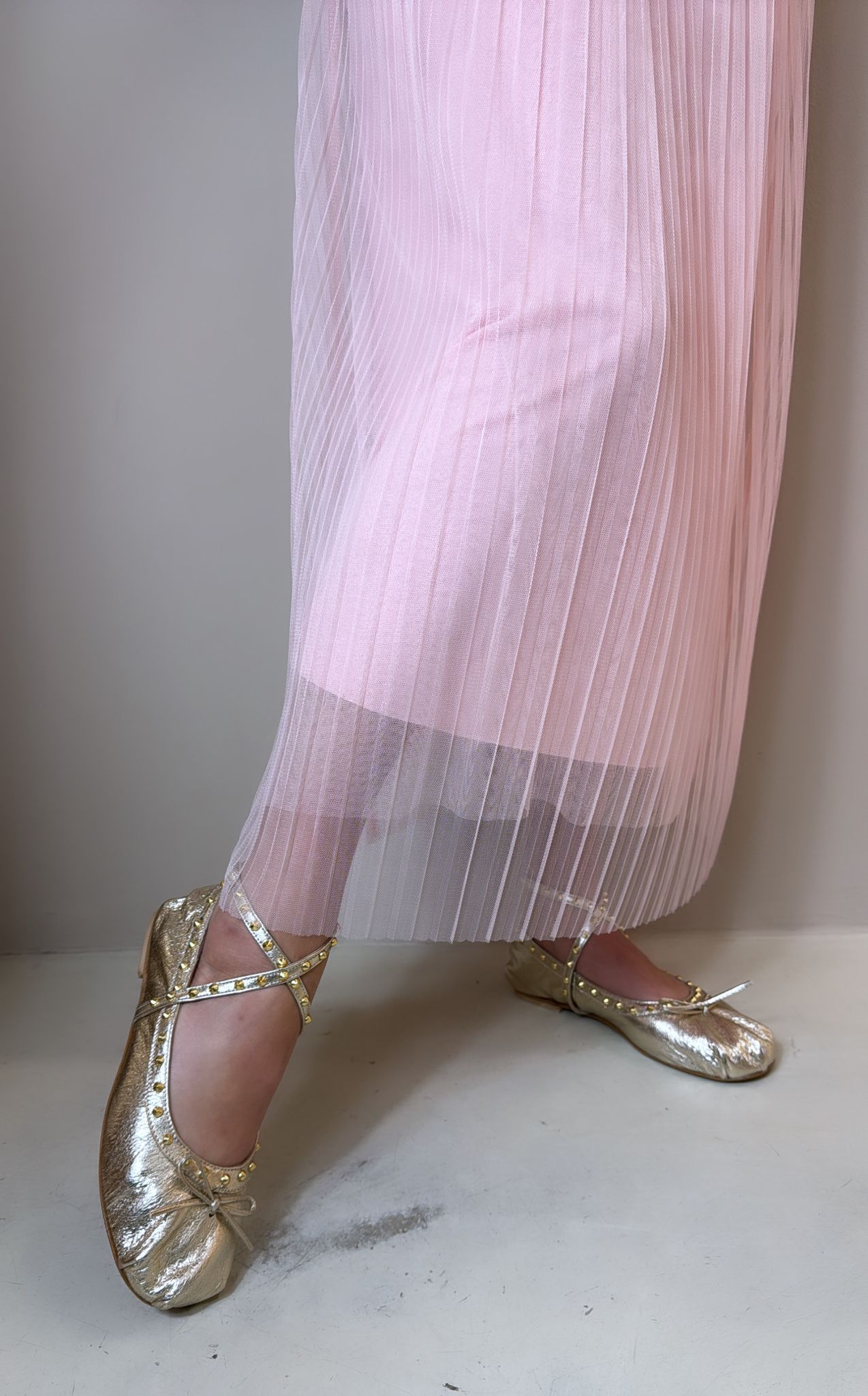 Divine Follie Ballerina in pelle platino con borchie