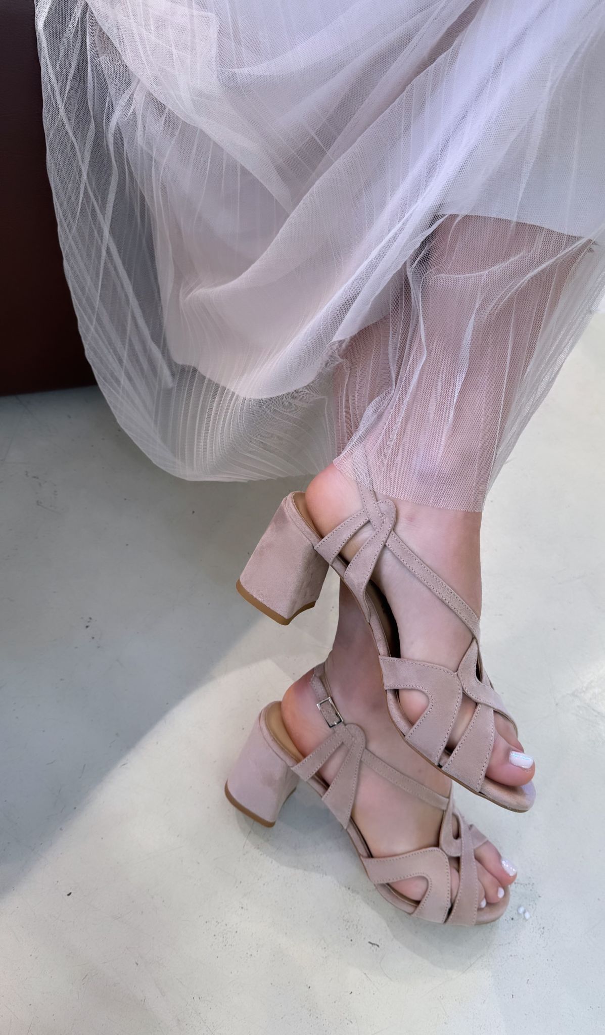 Bottega Lotti Sandalo donna effetto scamosciato nude