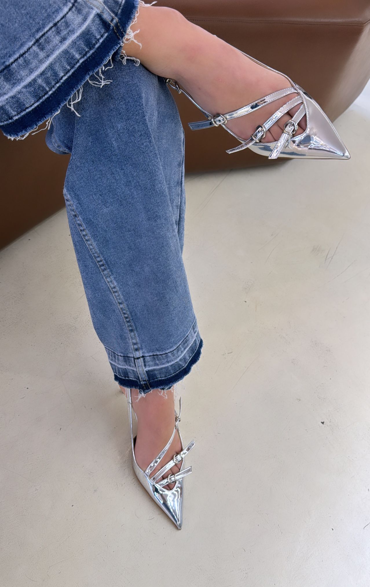Divine Follie Slingback donna in specchio argento con fibbie