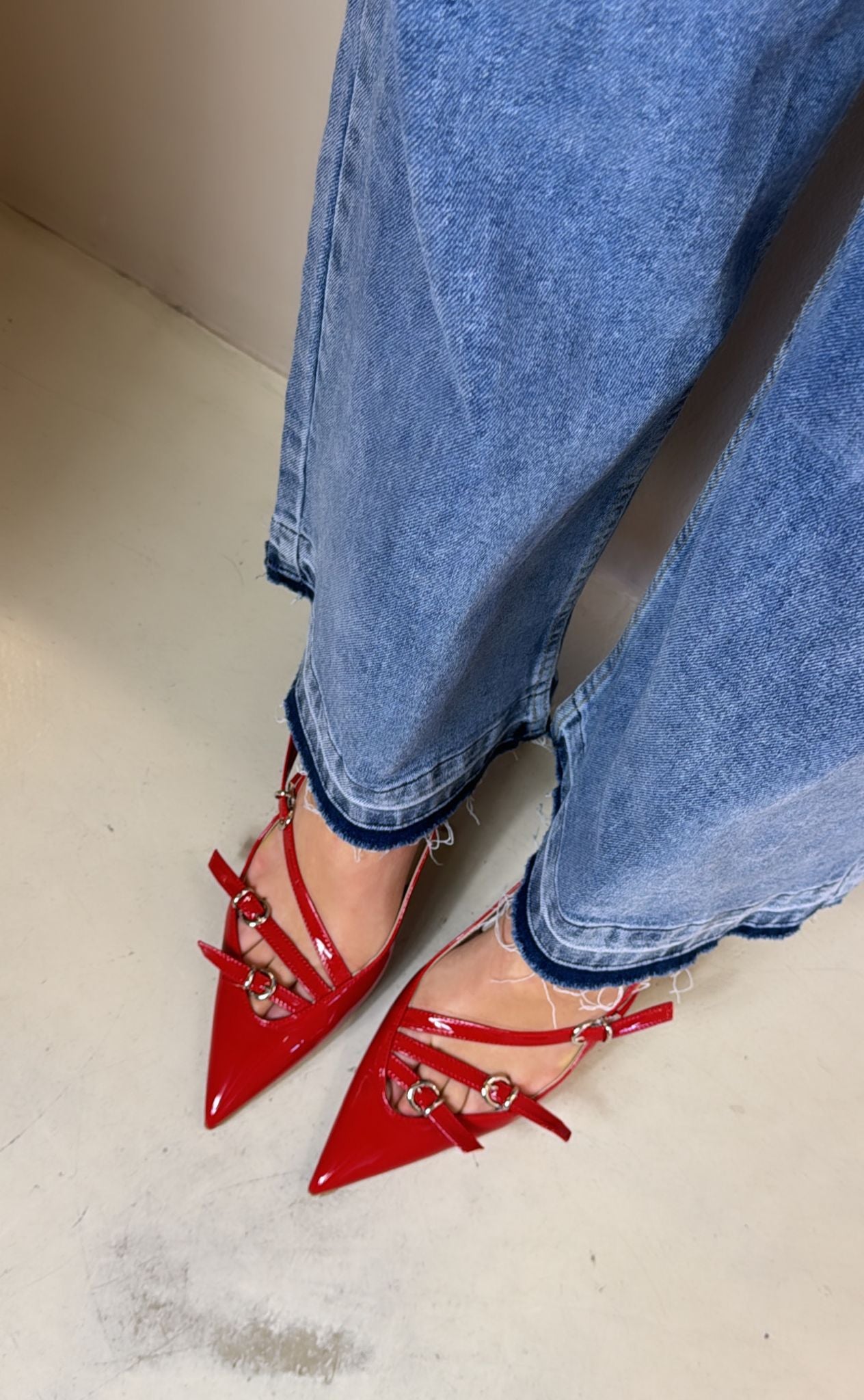 Divine Follie Slingback donna in vernice rosso con fibbie