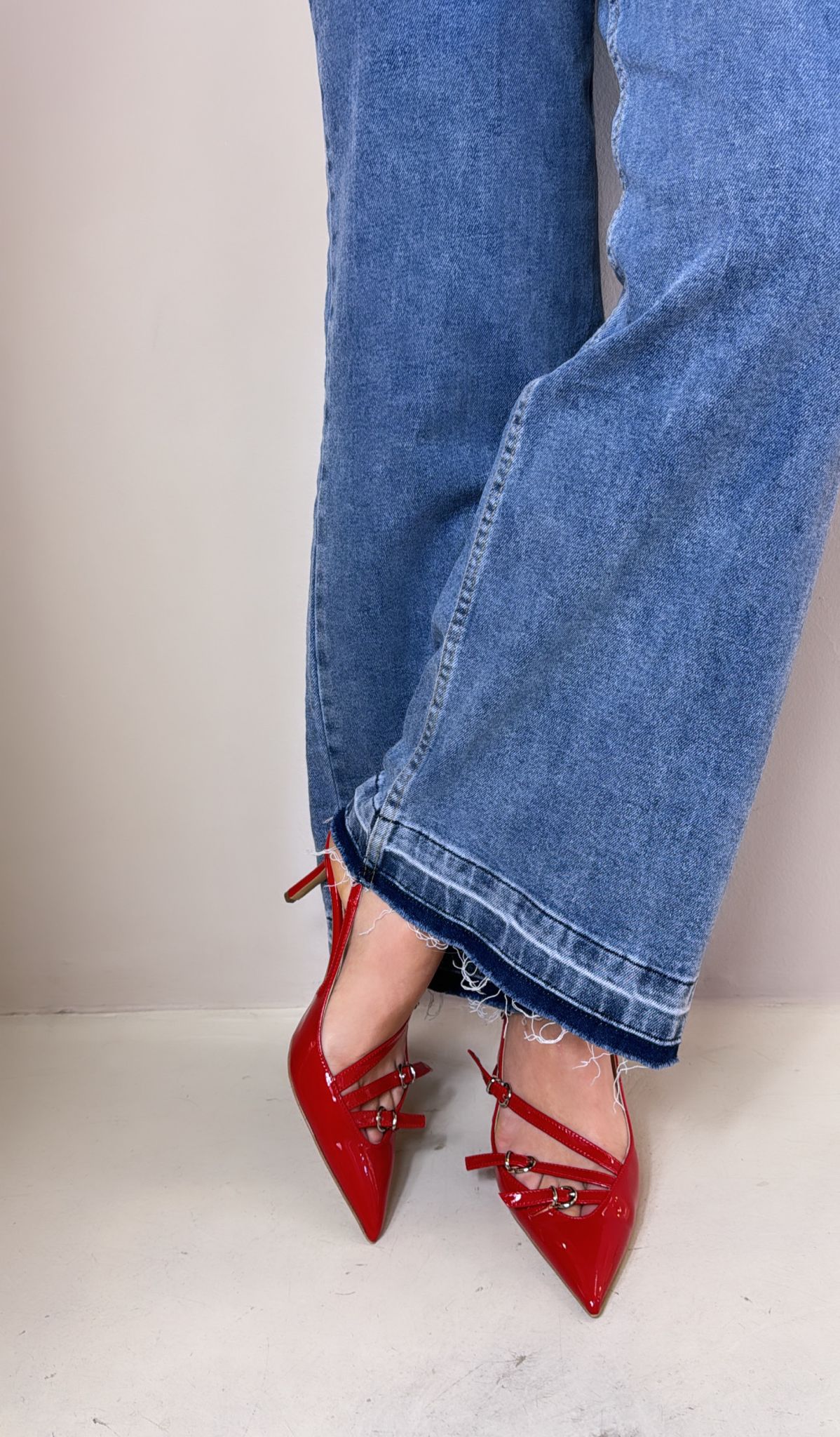 Divine Follie Slingback donna in vernice rosso con fibbie