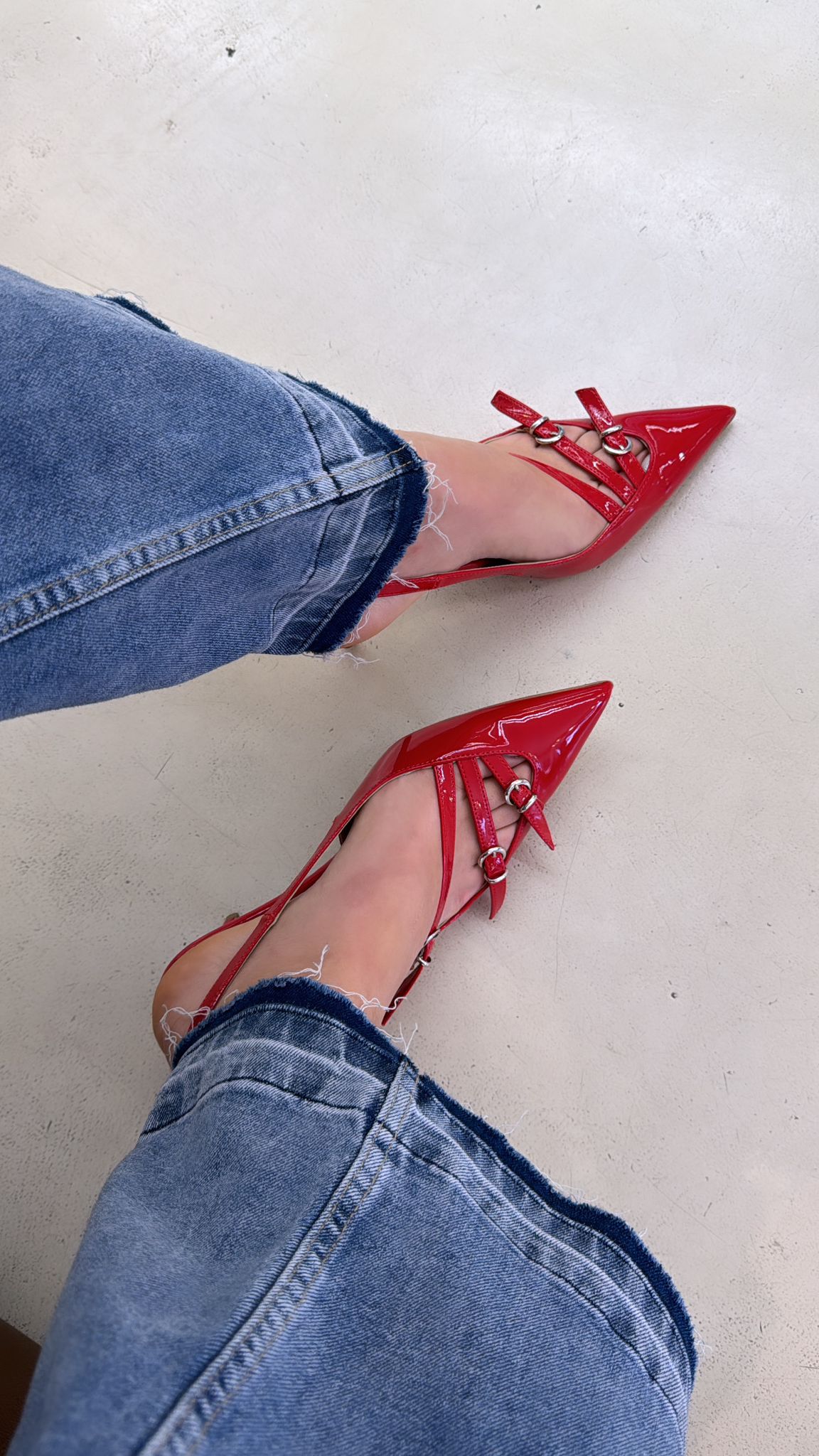 Divine Follie Slingback donna in vernice rosso con fibbie