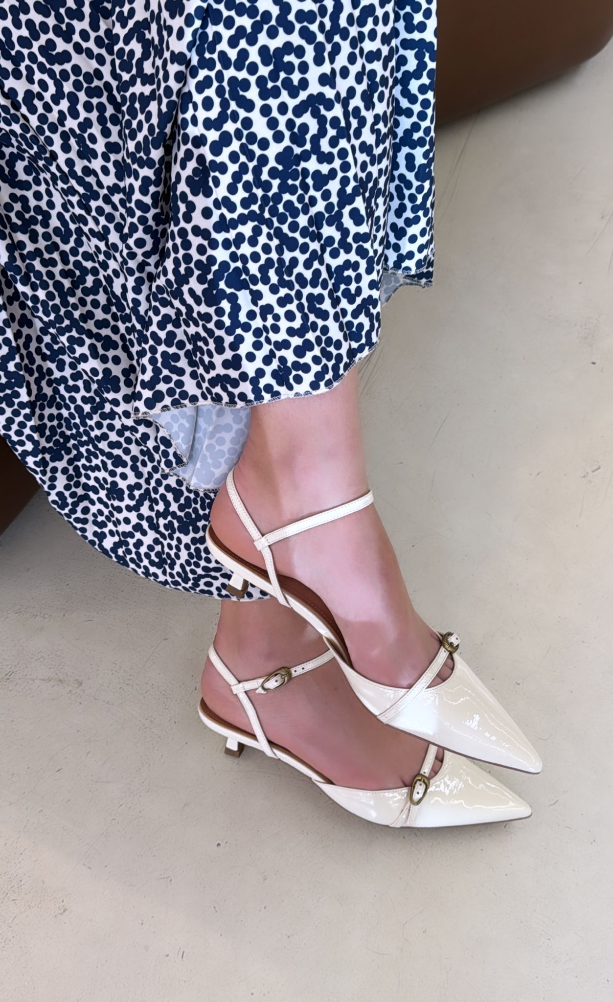 BIBI LOU Slingback donna in vernice bianco burro