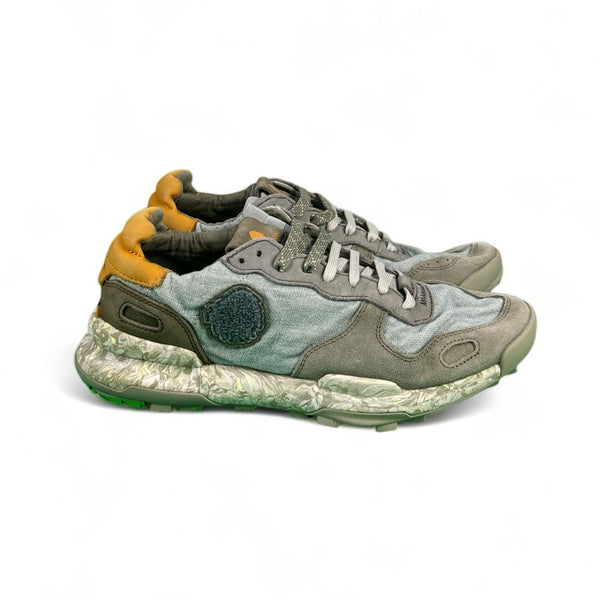 Satorisan Sneakers uomo in lino e suede color grigio cemento con dettaglio ocra