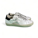 4B12 Sneakers uomo in pelle bianco con dettaglio nero