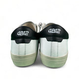 4B12 Sneakers uomo in pelle bianco con dettaglio nero