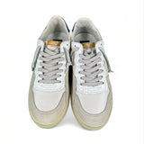 4B12 Sneakers uomo in pelle bianco e bluette