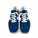 Kehnoo Sneakers uomo in tela e suede blu con logo bianco