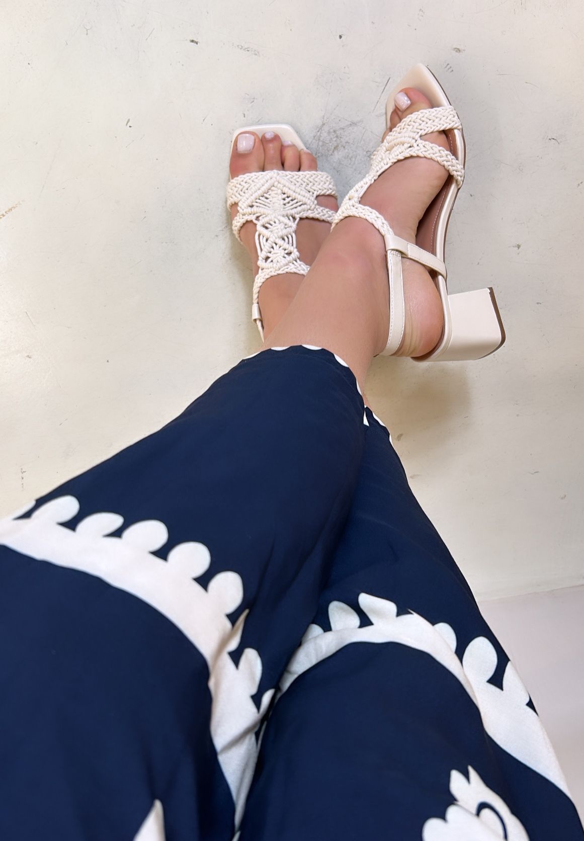 Bibi Lou Sandalo donna in tricot bianco