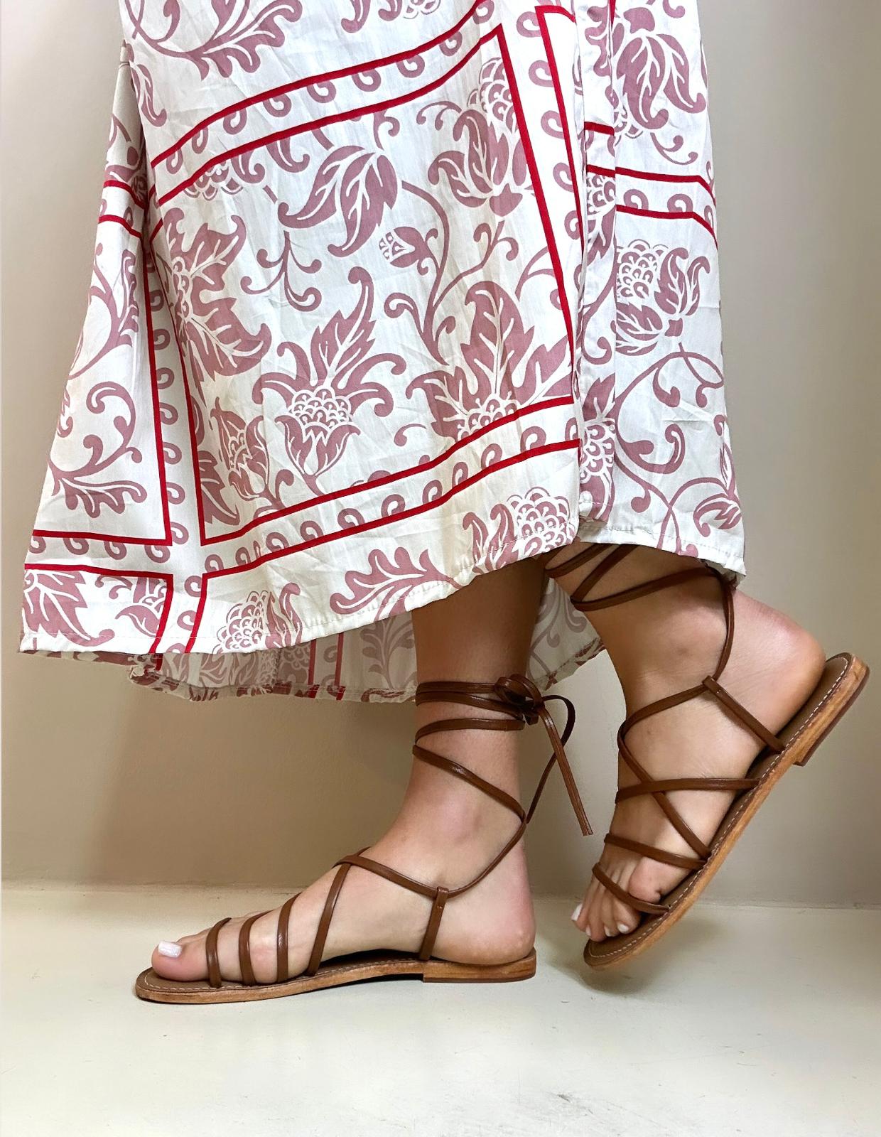 CB Fusion Sandalo donna infradito alla schiava con lacci sottili in pelle cuoio
