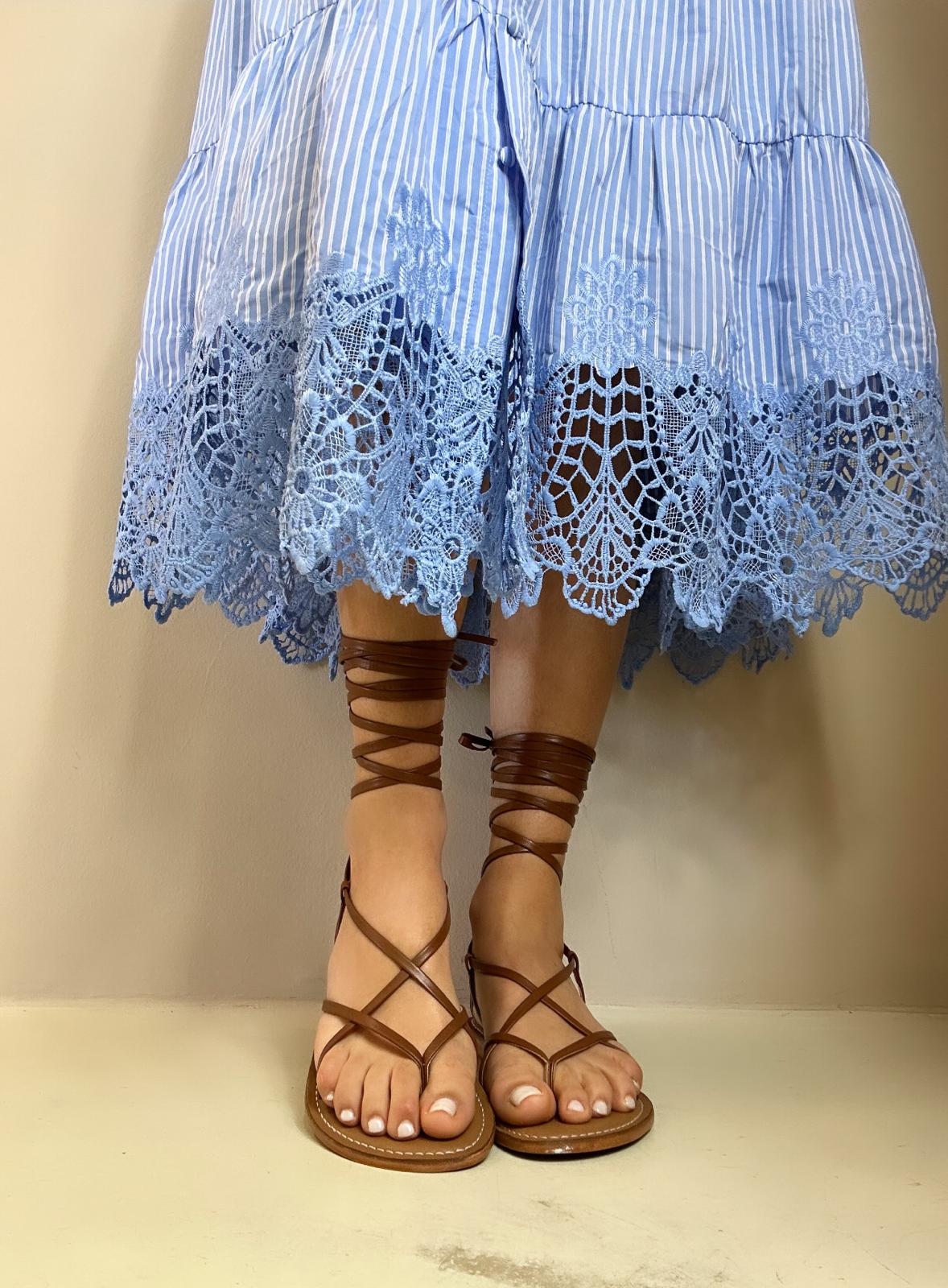 CB Fusion Sandalo donna infradito alla schiava con lacci sottili in pelle cuoio