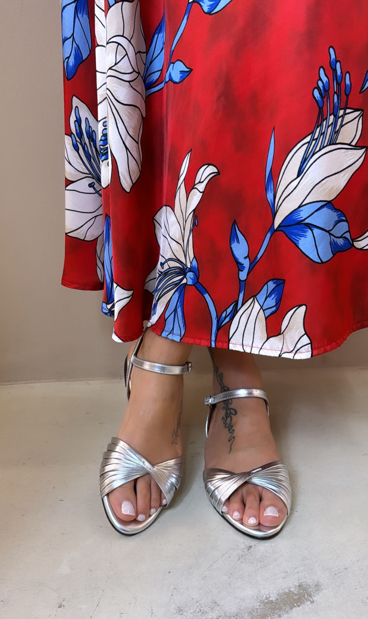 Glam Sandalo donna in pelle laminata argento