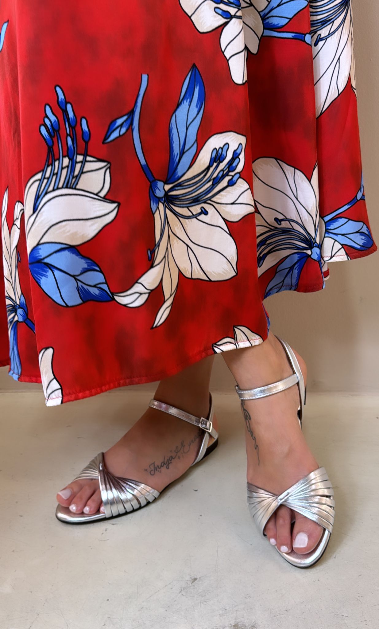 Glam Sandalo donna in pelle laminata argento