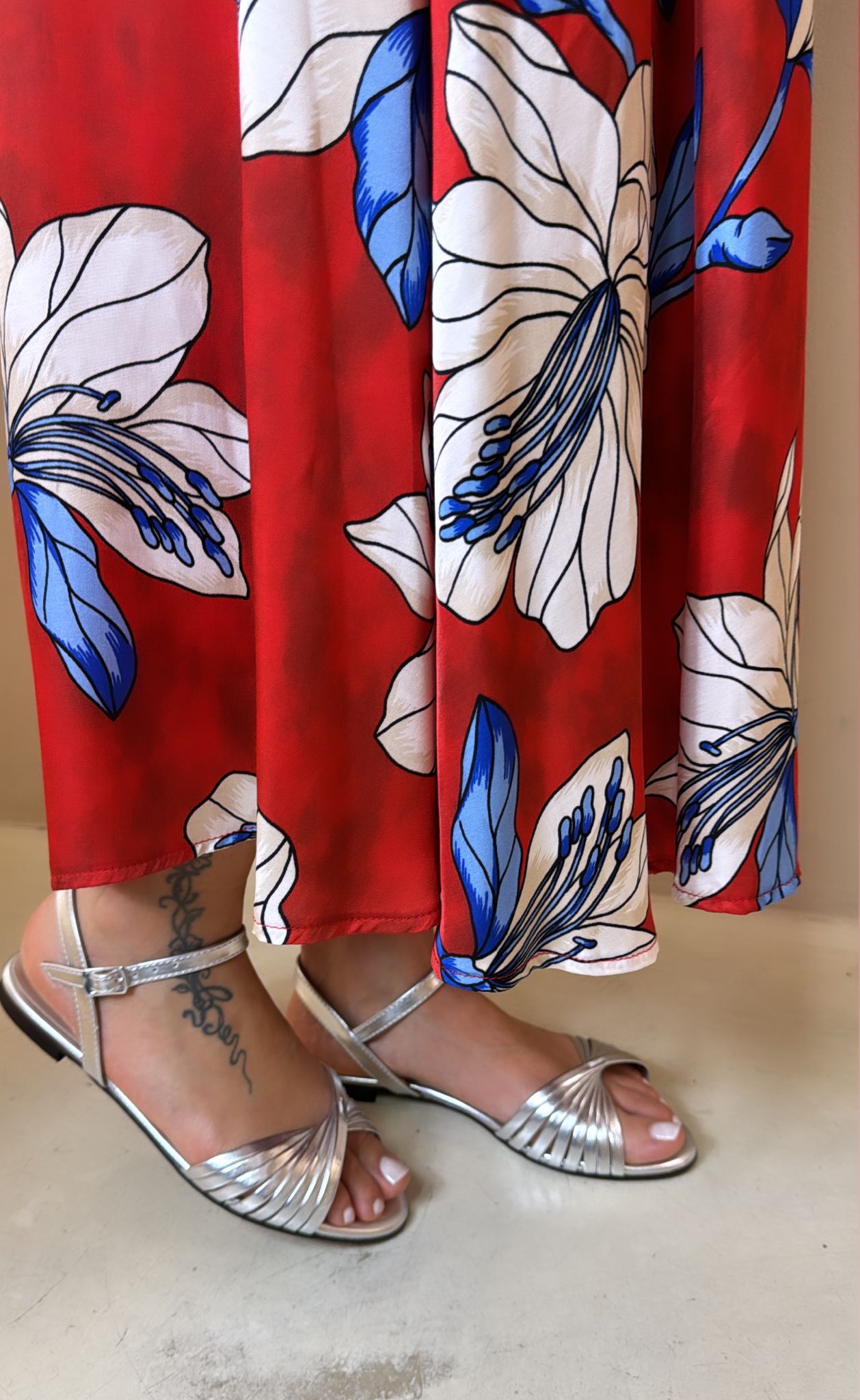 Glam Sandalo donna in pelle laminata argento