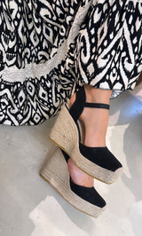 Espadrilles Campesina donna in mesh brillante nero