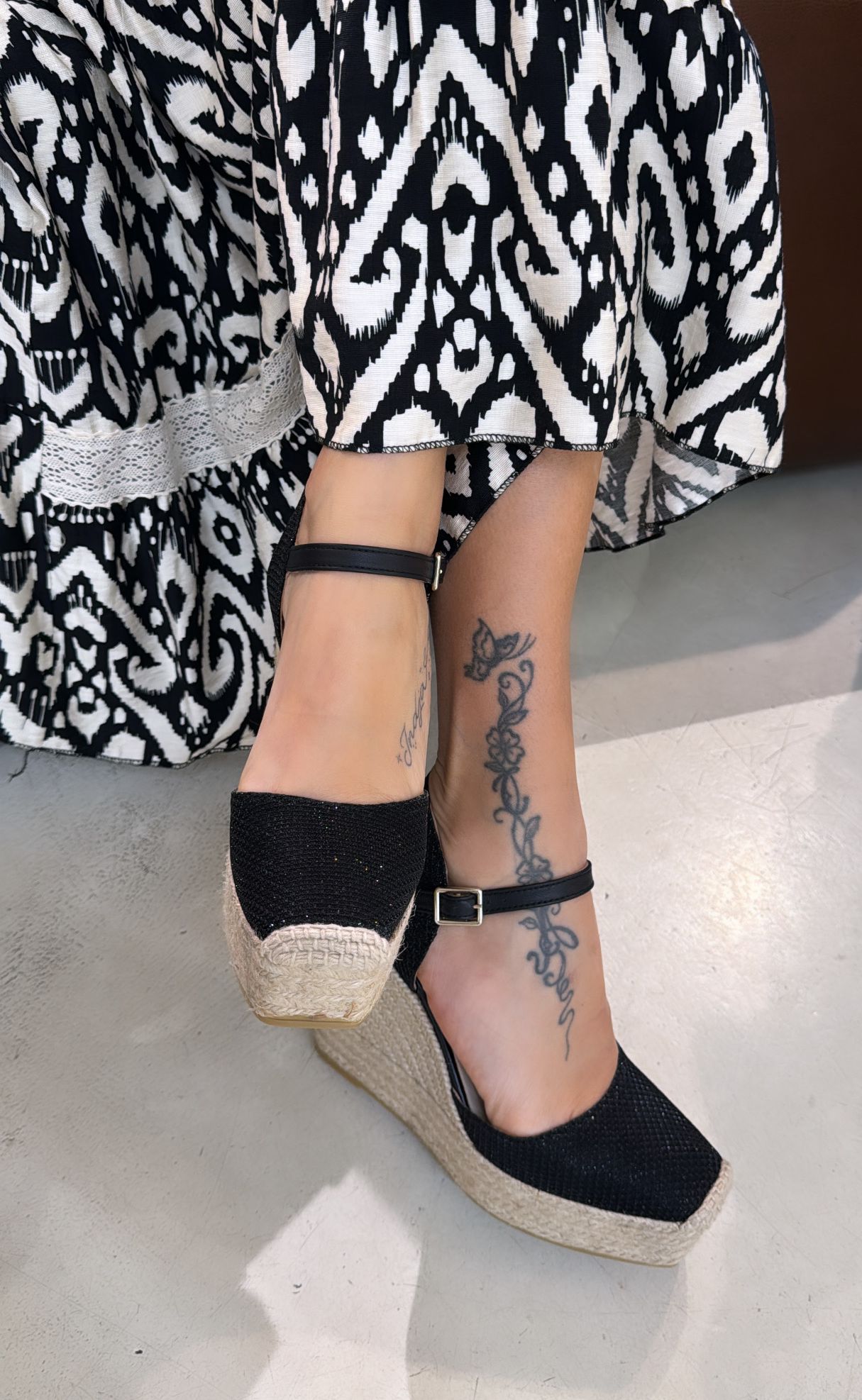 Espadrilles Campesina donna in mesh brillante nero