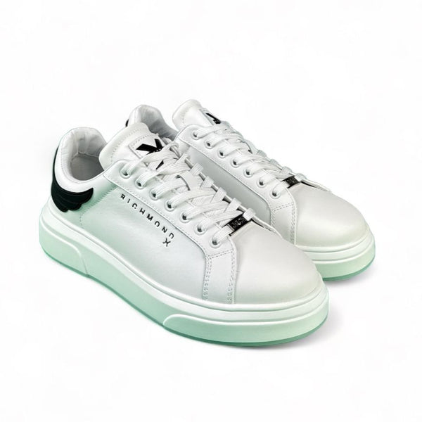 John Richmond Sneakers uomo in pelle bianca ali nere