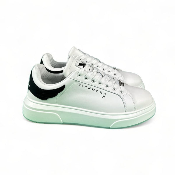 John Richmond Sneakers uomo in pelle bianca ali nere