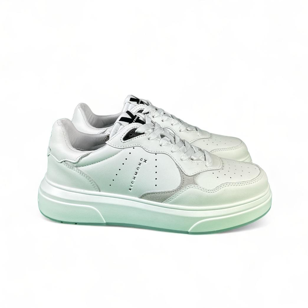 John Richmond Sneakers uomo in pelle bianca traforata