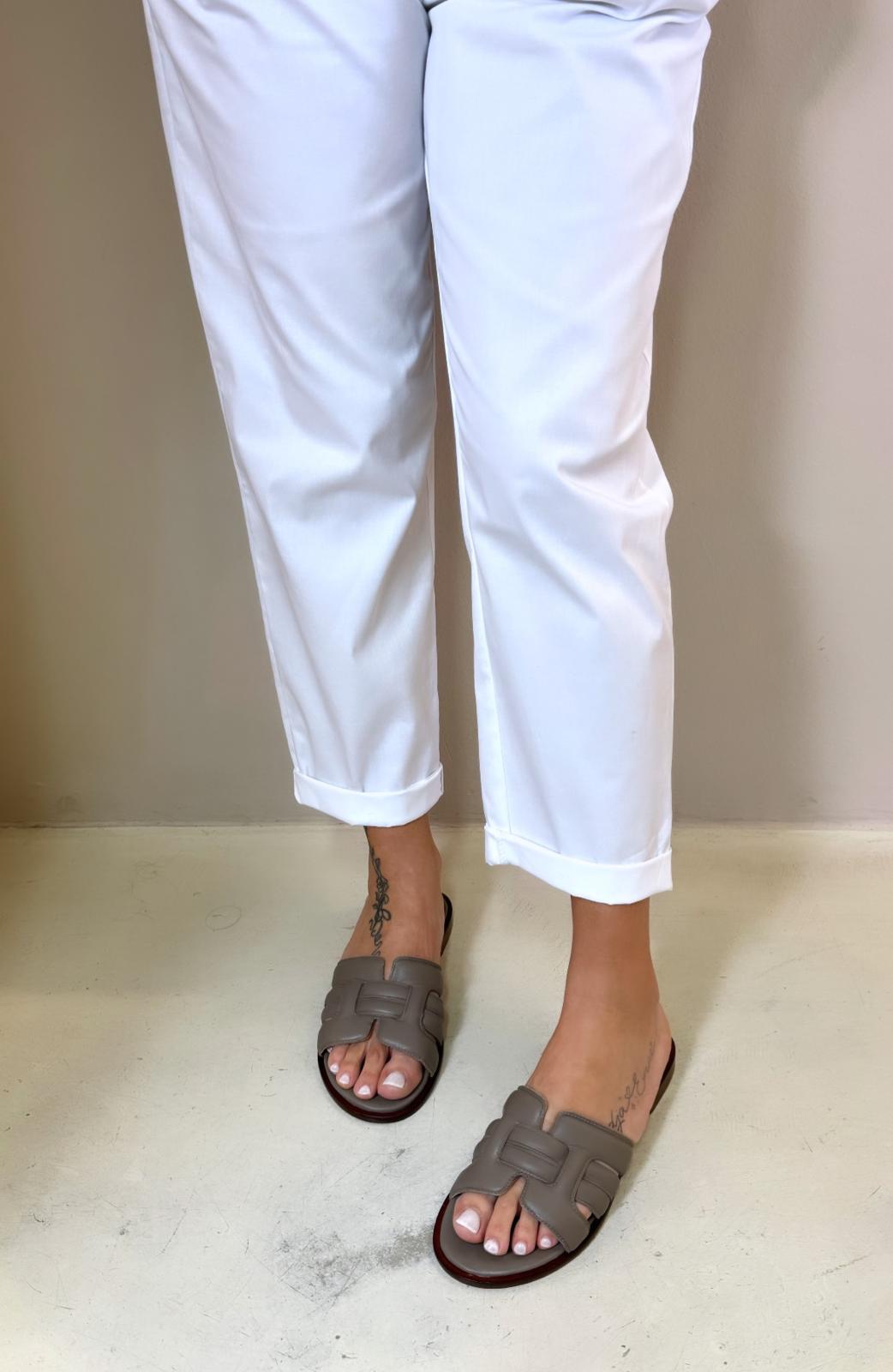 Mosaic Ciabatta Slider donna in pelle intrecciata taupe