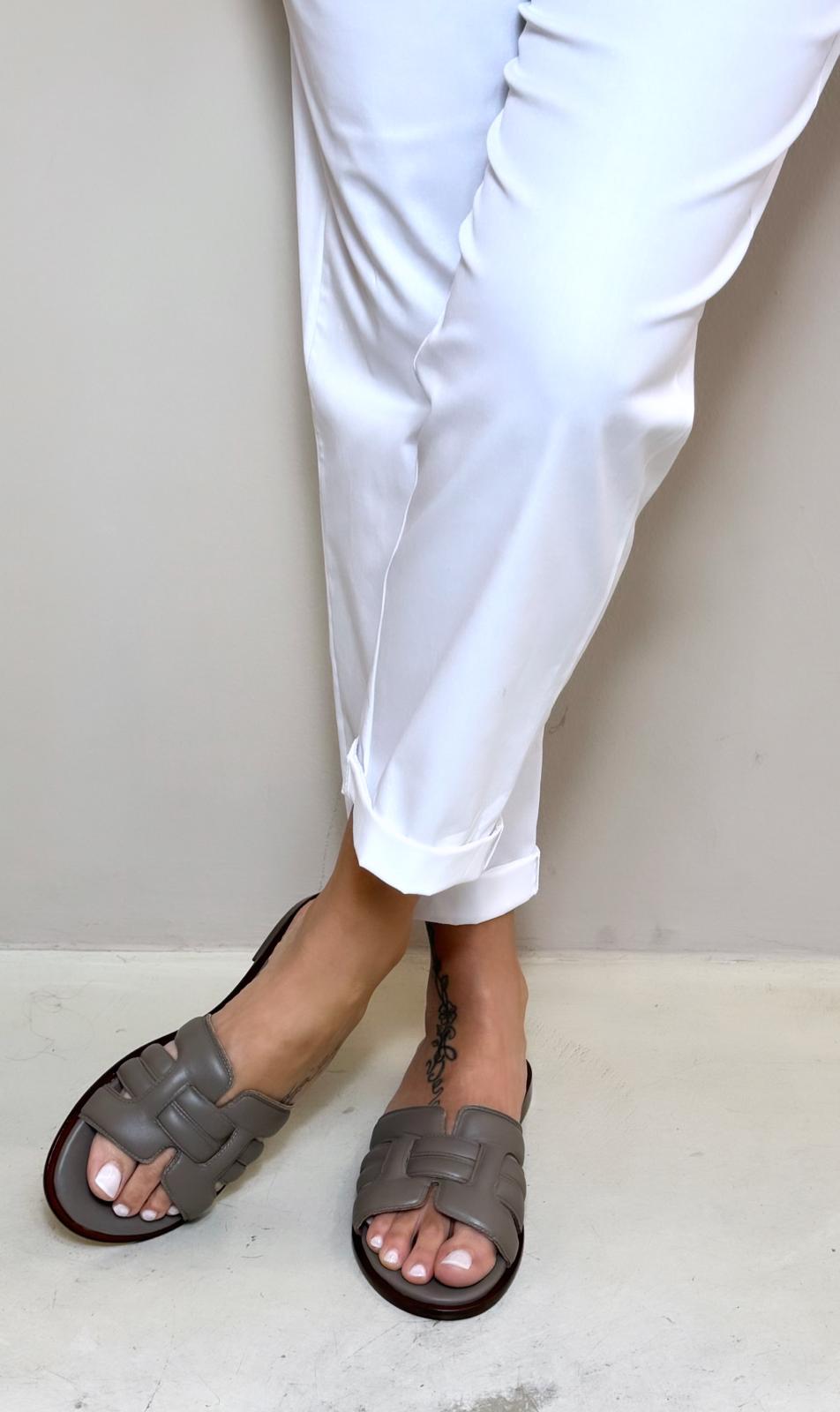 Mosaic Ciabatta Slider donna in pelle intrecciata taupe