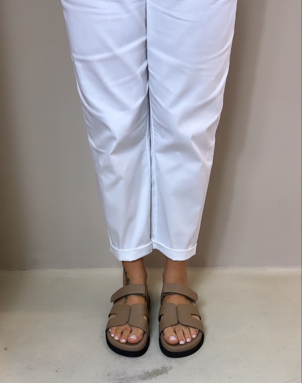 Mosaic Ciabatta Slider donna in pelle taupe