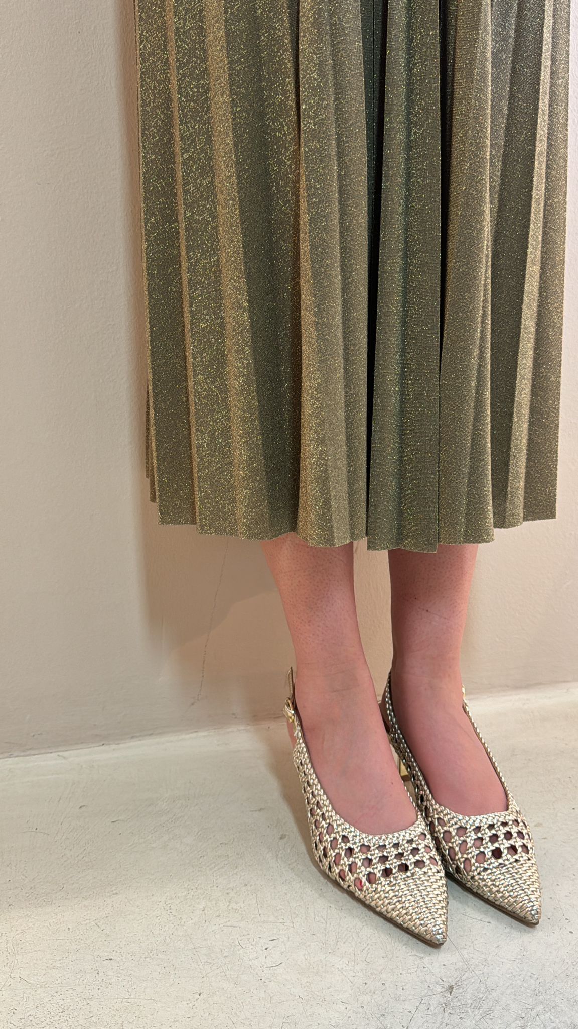 Exé Slingback donna intrecciato gold