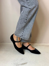 Cristin ballerina donna in velvet nero con laccino