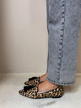 Cristin slipper donna in cavallino animalier con nappe in suede nero