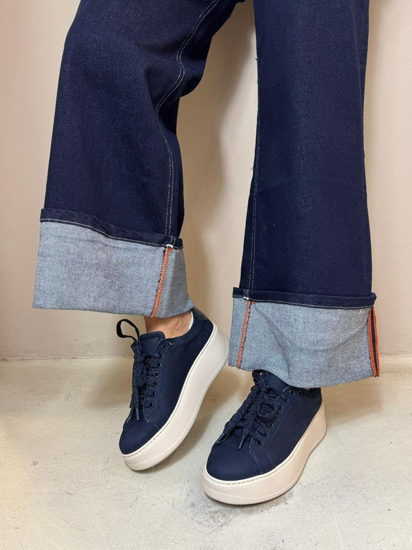 Crown sneaker donna in nabuk Navy