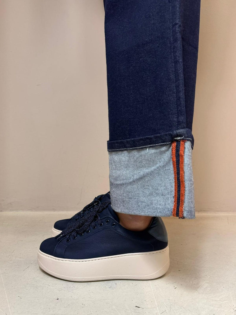 Crown sneaker donna in nabuk Navy