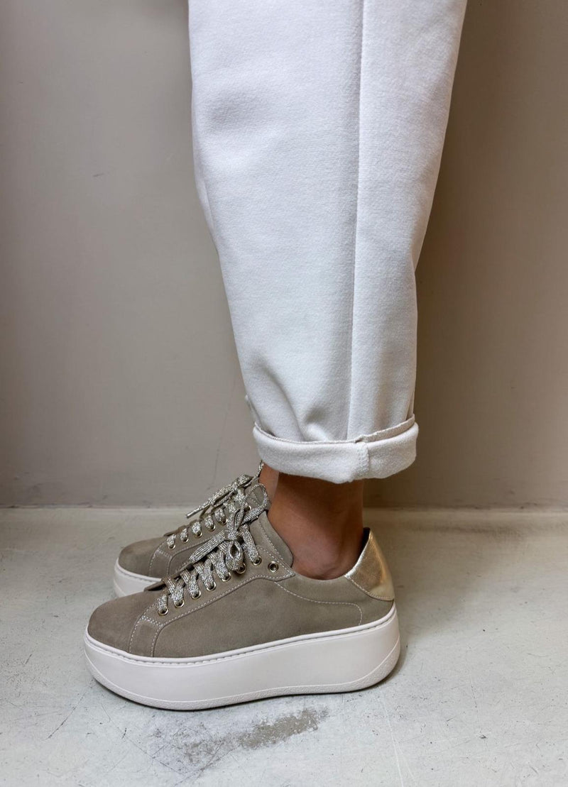 Crown sneaker donna in crosta taupe