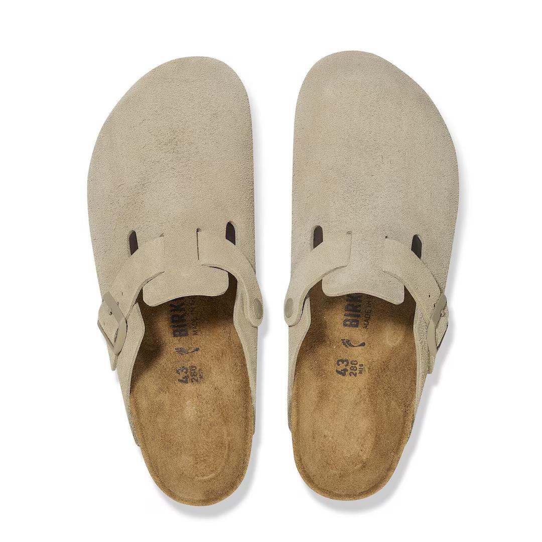 Birkenstock sabot pelle scamosciata color khaki