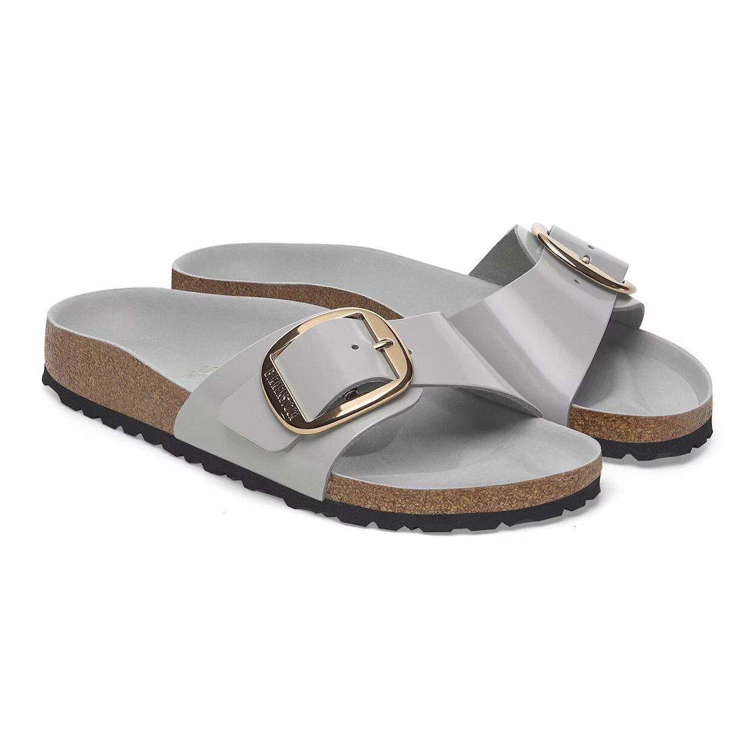 Birkenstock ciabatta donna una fascia high shine grigio