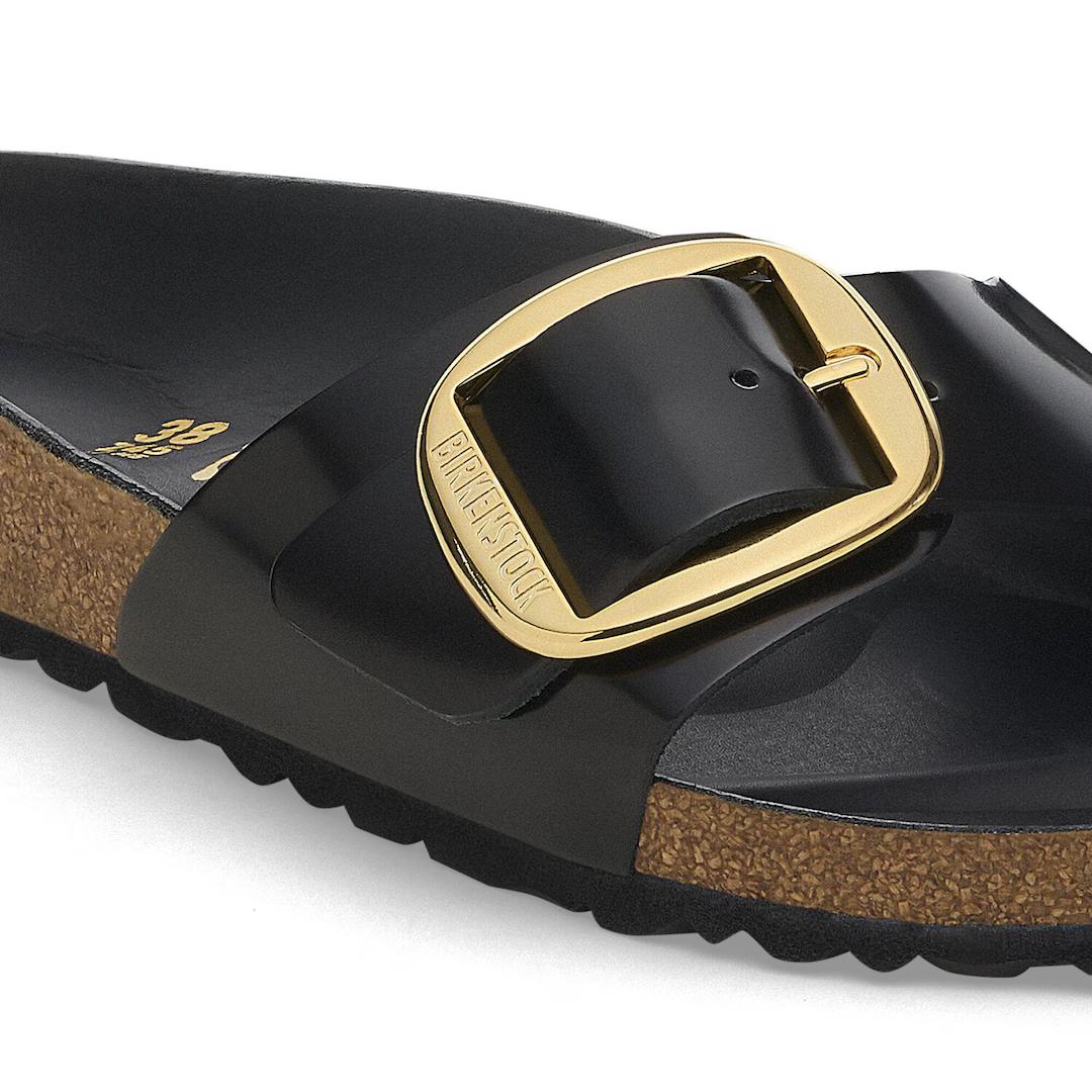 Birkenstock Ciabatta donna a fascia in pelle verniciata nera
